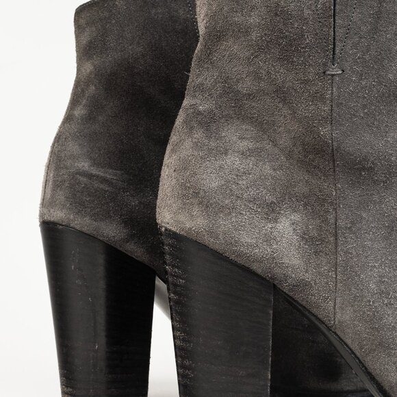 Vince Grey Nubuck Leather Block Heel Point Toe Boots - Picture 7 of 9